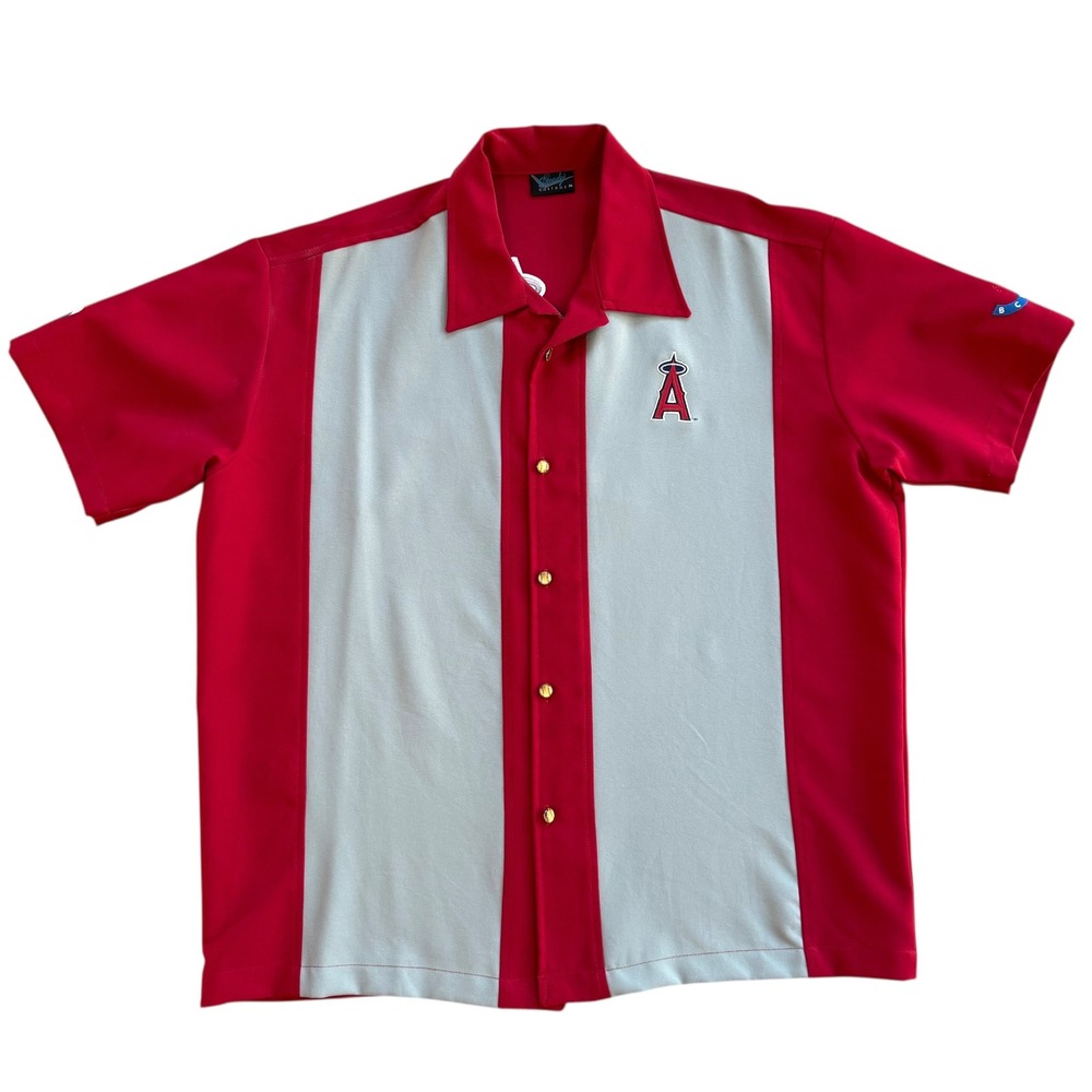 Los Angeles Angels‎ Bowling Club Mens 2X Red Short Sleeve Button Up Shirt
